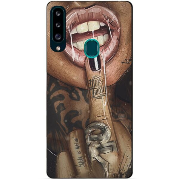 

Силиконовый чехол бампер Candy для Samsung A20s с рисунком Палец