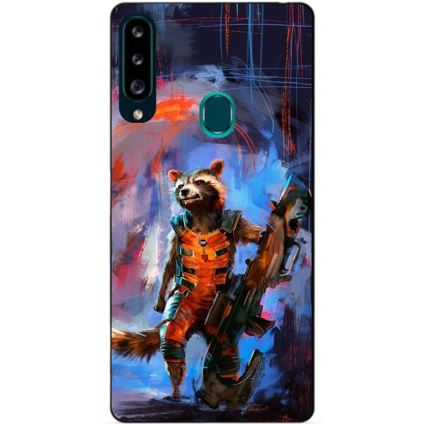 

Силиконовый чехол бампер Candy для Samsung A20s с рисунком Реактивный Енот