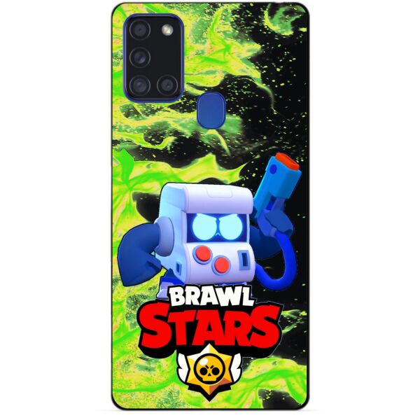 

Силиконовый чехол бампер Candy для Samsung A21s с Героем Brawl Stars 8-Бит