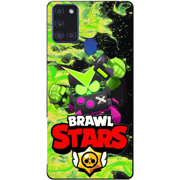 

Силиконовый чехол бампер Candy для Samsung A21s с Героем Brawl Stars Вирус Бит