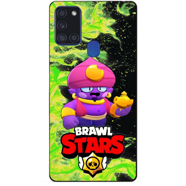 

Силиконовый чехол бампер Candy для Samsung A21s с Героем Brawl Stars Джин