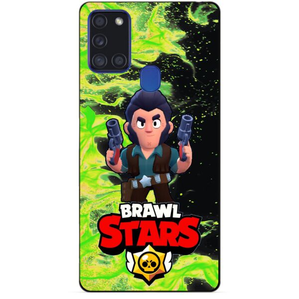 

Силиконовый чехол бампер Candy для Samsung A21s с Героем Brawl Stars Кольт