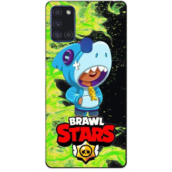 

Силиконовый чехол бампер Candy для Samsung A21s с Героем Brawl Stars Леон акула