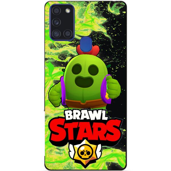 

Силиконовый чехол бампер Candy для Samsung A21s с Героем Brawl Stars Спайк