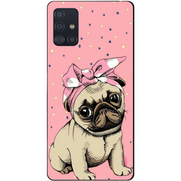 

Силиконовый чехол бампер Candy для Samsung A71 Galaxy A715 с рисунком Мопс