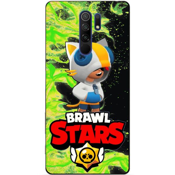 

Силиконовый чехол бампер Candy для Xiaomi Redmi 9 с Героем Brawl Stars Леон кот