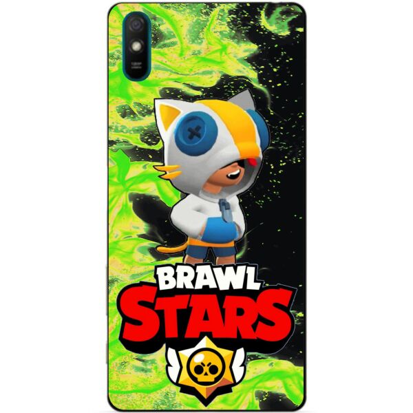 

Силиконовый чехол бампер Candy для Xiaomi Redmi 9a с Героем Brawl Stars Леон Кот