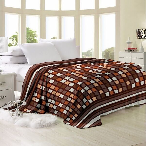 

Плед покрывало флисовой двуспальная коричневого цвета Ananasko P042