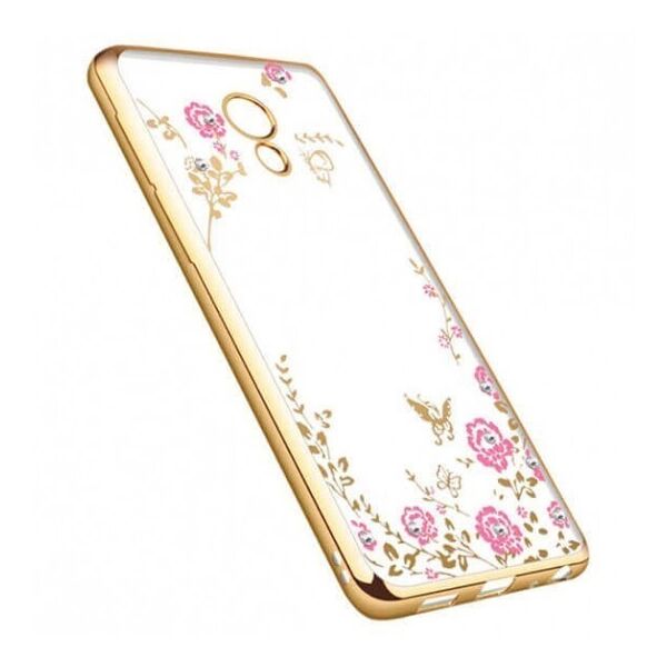 

Прозрачный чехол Epik с цветами и стразами для для Meizu Pro 6 Золотой