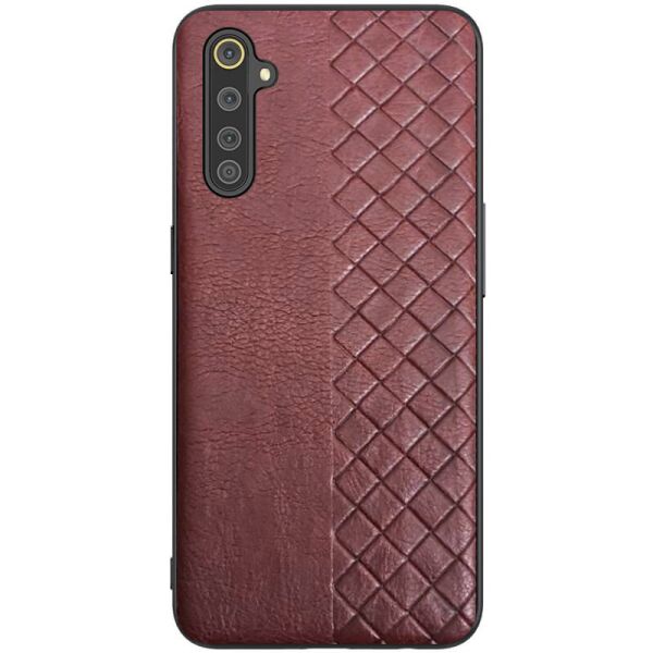 

Накладка Epik WeaveSide PU для Realme 6 Pro Кожаная Темно-коричневый