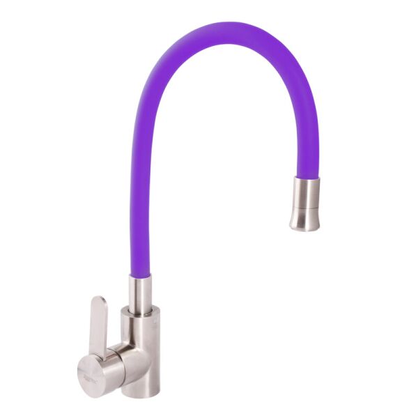 

Смеситель для кухни ZERIX LR74004-8 с фиолетовым гибким изливом (LL1478)