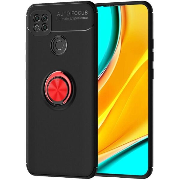 

Чехол Deen ColorRing под магнитный держатель opp для Xiaomi Redmi 9C Черный / Красный