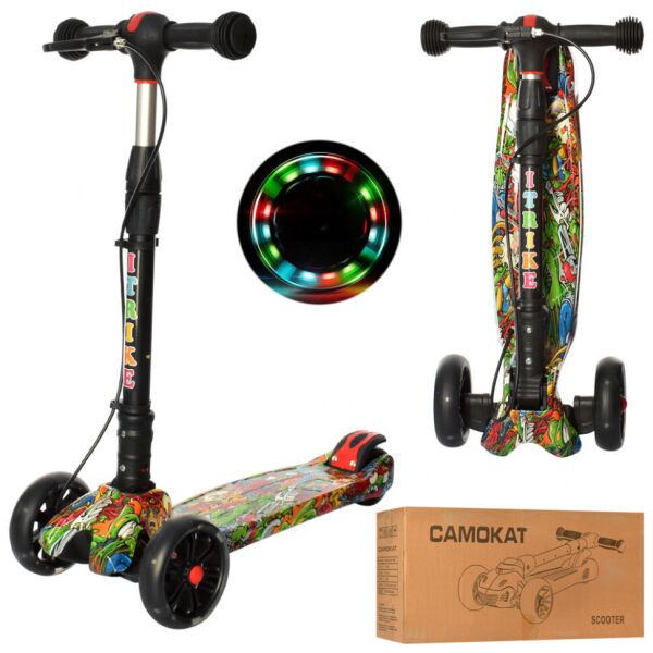 

Самокат детский iTrike трехколёсный светятся колёса JR 3-060-21-WP2