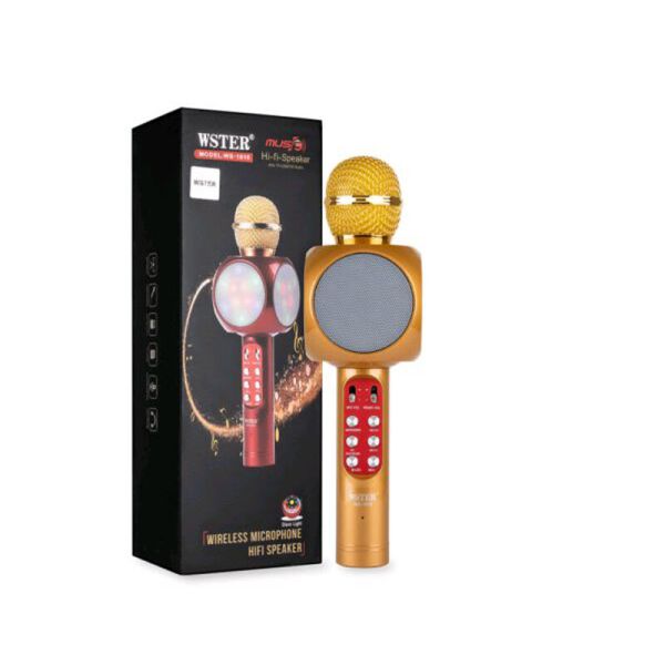 

Беспроводной караоке микрофон с динамиком и цветомузыкой Wster WS-1816 USB AUX FM