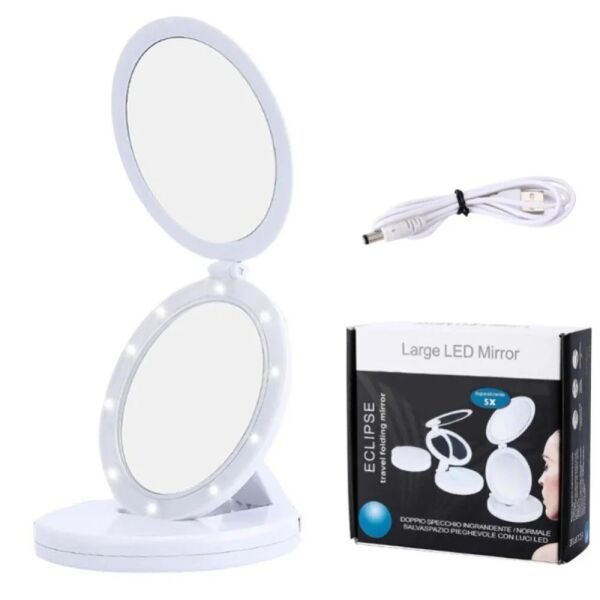 

Зеркало для макияжа настольное складное Large LED Mirror с LED-подсветкой