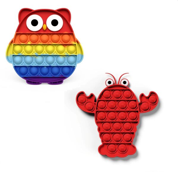 

Комплект Сенсорная игрушка антистресс POP IT Игрушка антистресс "нажми на пузырь" BOUBLE PUSH рак и сова