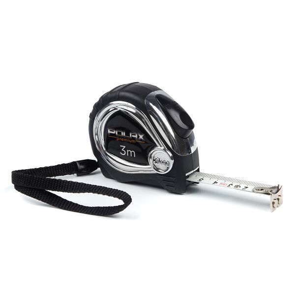 

Рулетка Polax измерительная строительная обрезиненная Премиум нейлоновое полотно автостоп магнит 3 м х 16 мм (29-008)