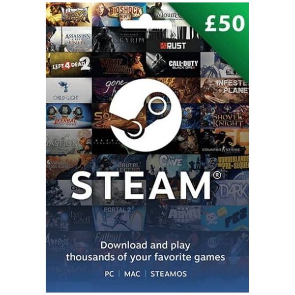 

Электронный код Steam Wallet Cards на суму 50 GBP UK-регион