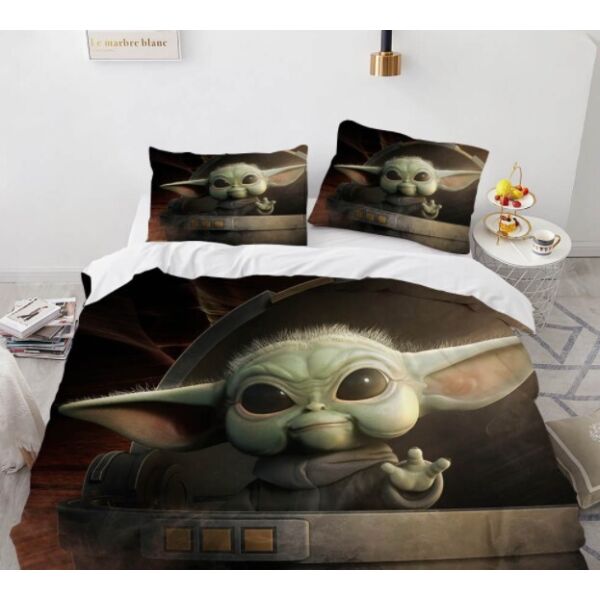 

Комплект постельного белья из трех частей с 3D рисунком Yoda Master Йода Майстер №8