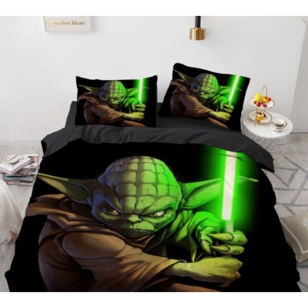 

Комплект постельного белья из трех частей с 3D рисунком Yoda Master Йода Майстер №22