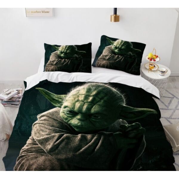 

Комплект постельного белья из трех частей с 3D рисунком Yoda Master Йода Майстер №17