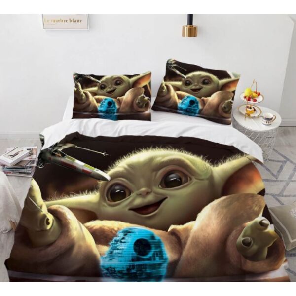 

Комплект постельного белья из трех частей с 3D рисунком Yoda Master Йода Майстер №1