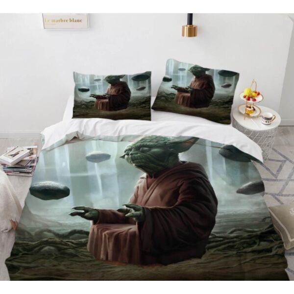 

Комплект постельного белья из трех частей с 3D рисунком Yoda Master Йода Майстер №15