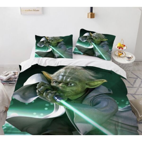 

Комплект постельного белья из трех частей с 3D рисунком Yoda Master Йода Майстер №18