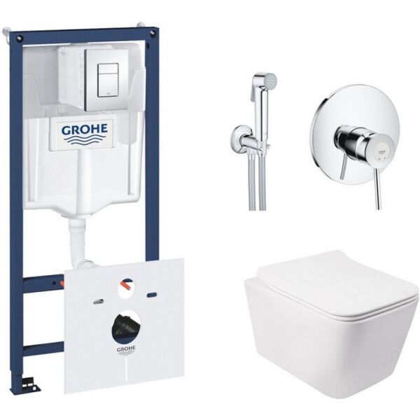 

Комплект инсталляция Grohe Rapid SL + унитаз с сиденьем Qtap Crow + набор для гигиенического душа со смесителем Grohe BauClassic 38827000QT05335170W2904800S