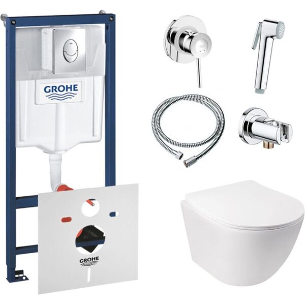 

Комплект инсталляция Grohe Rapid SL + унитаз с сиденьем Qtap Jay + набор для гигиенического душа со смесителем Grohe BauClassic 38721001QT07335176W111048