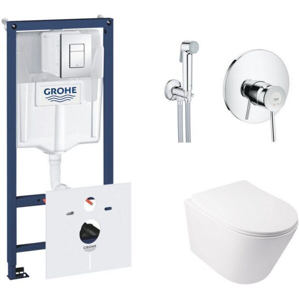 

Комплект инсталляция Grohe Rapid SL + унитаз с сиденьем Qtap Swan + набор для гигиенического душа со смесителем Grohe BauClassic 38827000QT16335178W2904800S