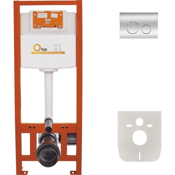 

Набор инсталляция 4 в 1 Qtap Nest ST с круглой панелью смыва QT0133M425M11112CRM