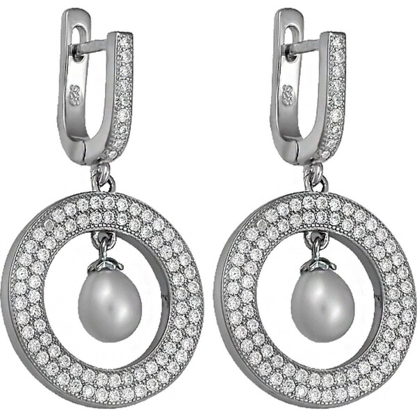 

Серьги из серебра с куб. циркониями и жемчугом (искусст.) (074346)