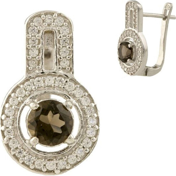 

Серьги из серебра с куб. циркониями и дымчатыми кварцами (1376205)