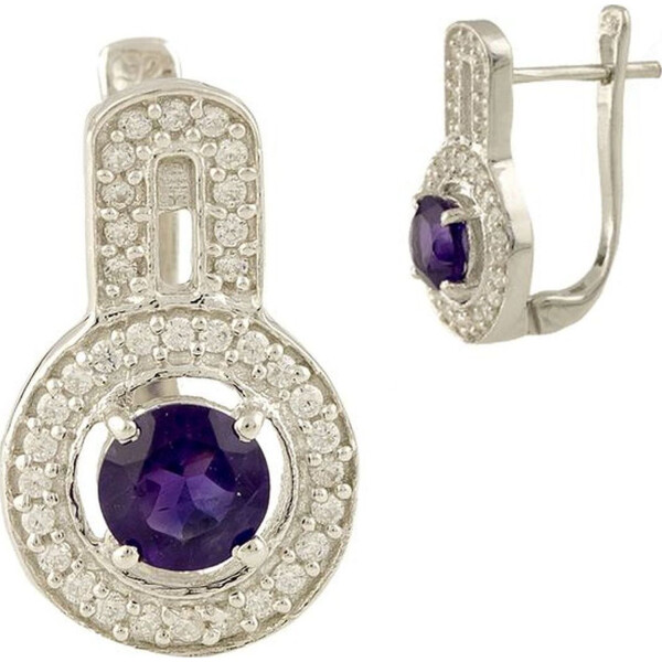 

Серьги из серебра с аметистами и куб. циркониями (1400333)