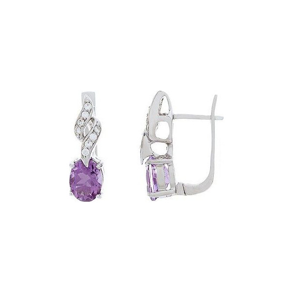 

Серьги из серебра с аметистами и куб. циркониями (145437)