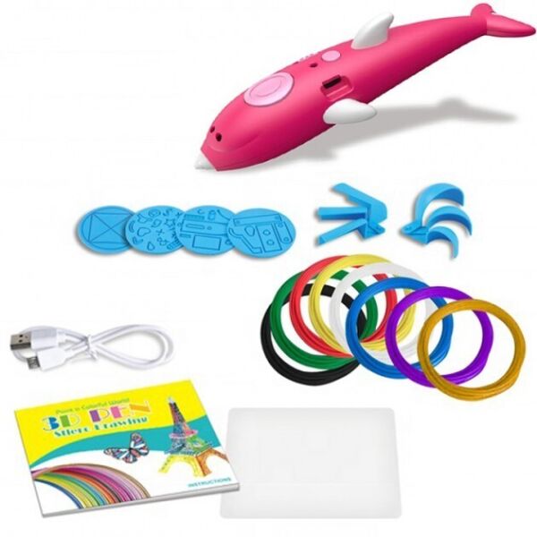 

3D ручка Дельфин Constract Toys 9903 с Трафаретами Розовый