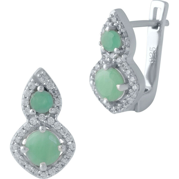 Серьги из серебра с изумрудами и куб. циркониями (1690493)