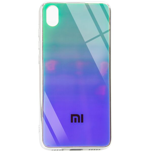 

TPU+Glass чехол Gradient Rainbow с лого для Xiaomi Redmi 7A Зеленый