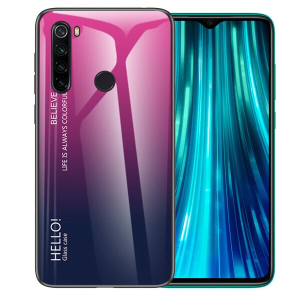 

TPU+Glass чехол Gradient HELLO для Xiaomi Redmi Note 8 Малиновый