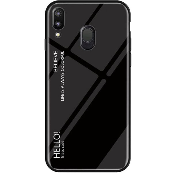 

TPU+Glass чехол Gradient HELLO для Samsung Galaxy M20 Черный
