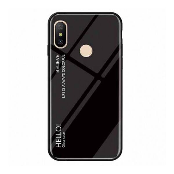 

TPU+Glass чехол Gradient HELLO для Xiaomi Redmi Note 6 Pro Черный