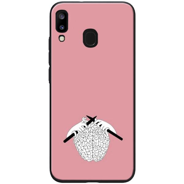 

TPU+Glass чехол ForFun для Samsung Galaxy A20 / A30 Мозги / Розовый