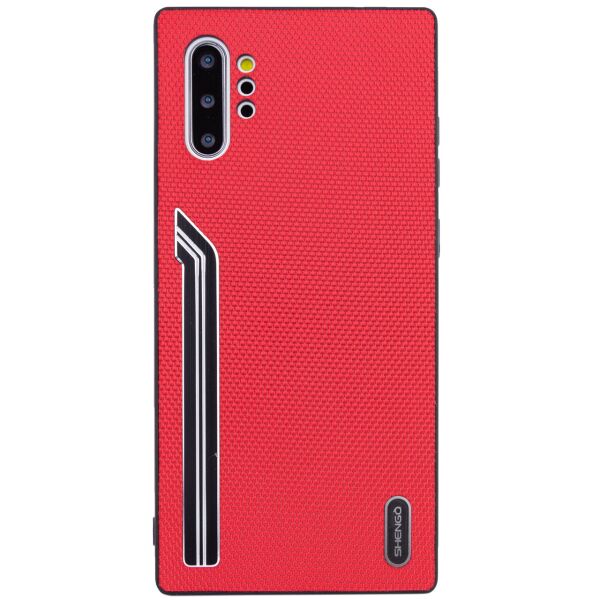 

TPU чехол SHENGO Textile series для Samsung Galaxy Note 10 Plus Красный