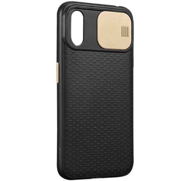 

Чехол Camshield Black TPU со шторкой защищающей камеру для Apple iPhone X / XS (5.8") Черный / Золотой
