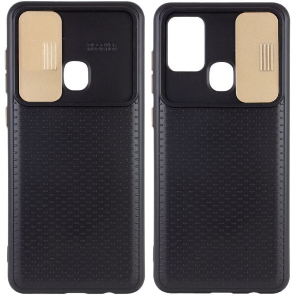 

Чехол Camshield Black TPU со шторкой защищающей камеру для Samsung Galaxy A21s Черный / Золотой