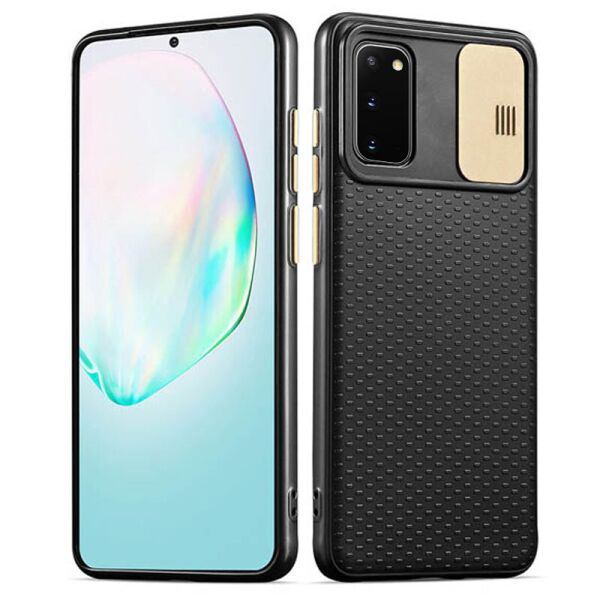 

Чехол Camshield Black TPU со шторкой защищающей камеру для Samsung Galaxy S20 Черный / Золотой