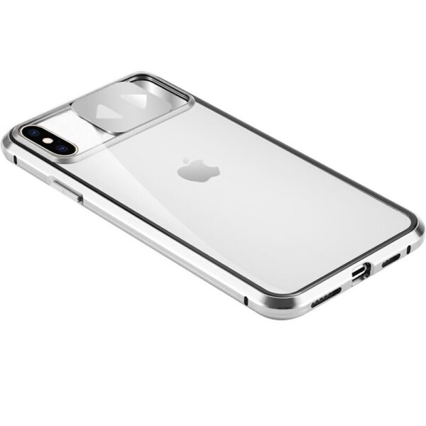 

Чехол Camshield 360 Metall+Glass со шторкой для камеры для Apple iPhone X / XS (5.8") Серебряный