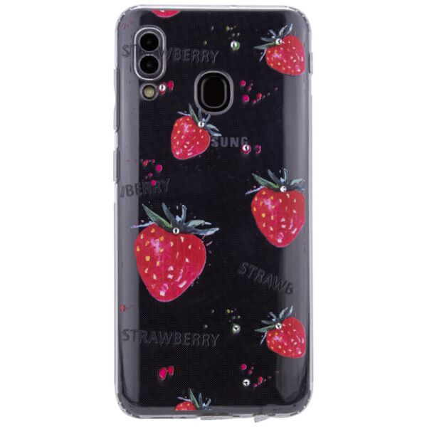 

TPU чехол Luxury Diamond full protective для Samsung Galaxy A20 / A30 Прозрачный / Клубника