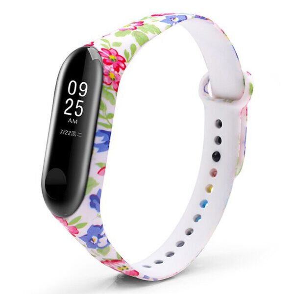 

Силиконовый ремешок с рисунком для Xiaomi Mi Band 5/6 Лилии/Белый